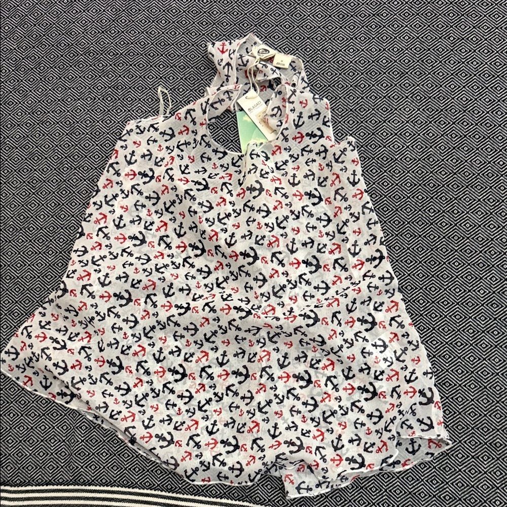 Lagaci Nautical Anchor Print Top